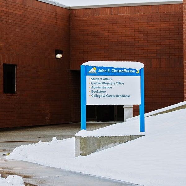 bookstore sign in snow