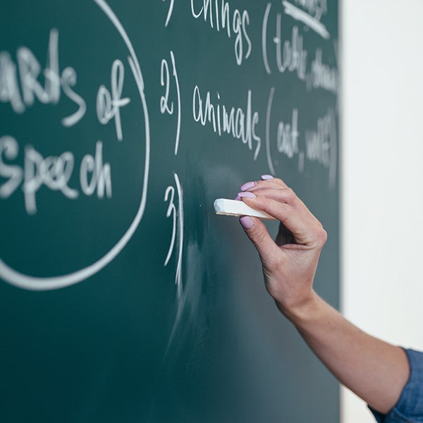 hand writing on chalkboard