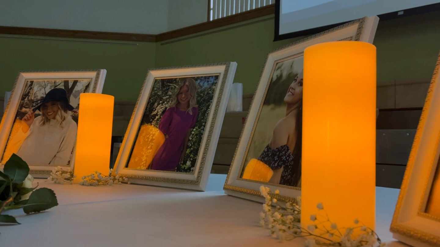 three photos and three candles 