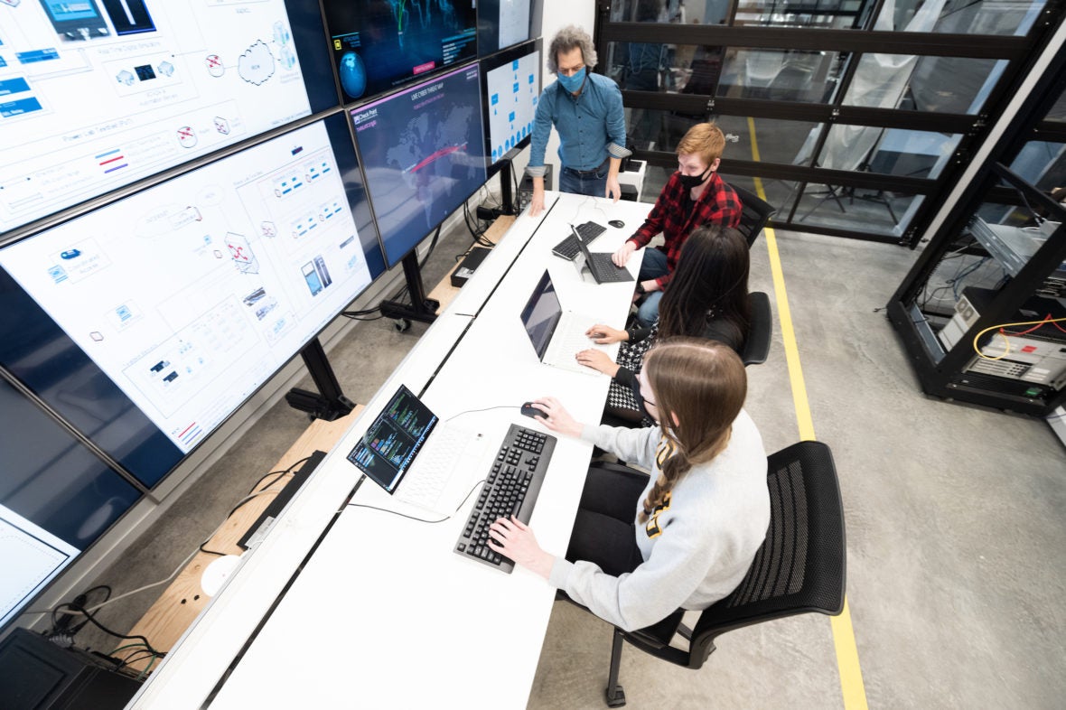 students in a high-tech setting