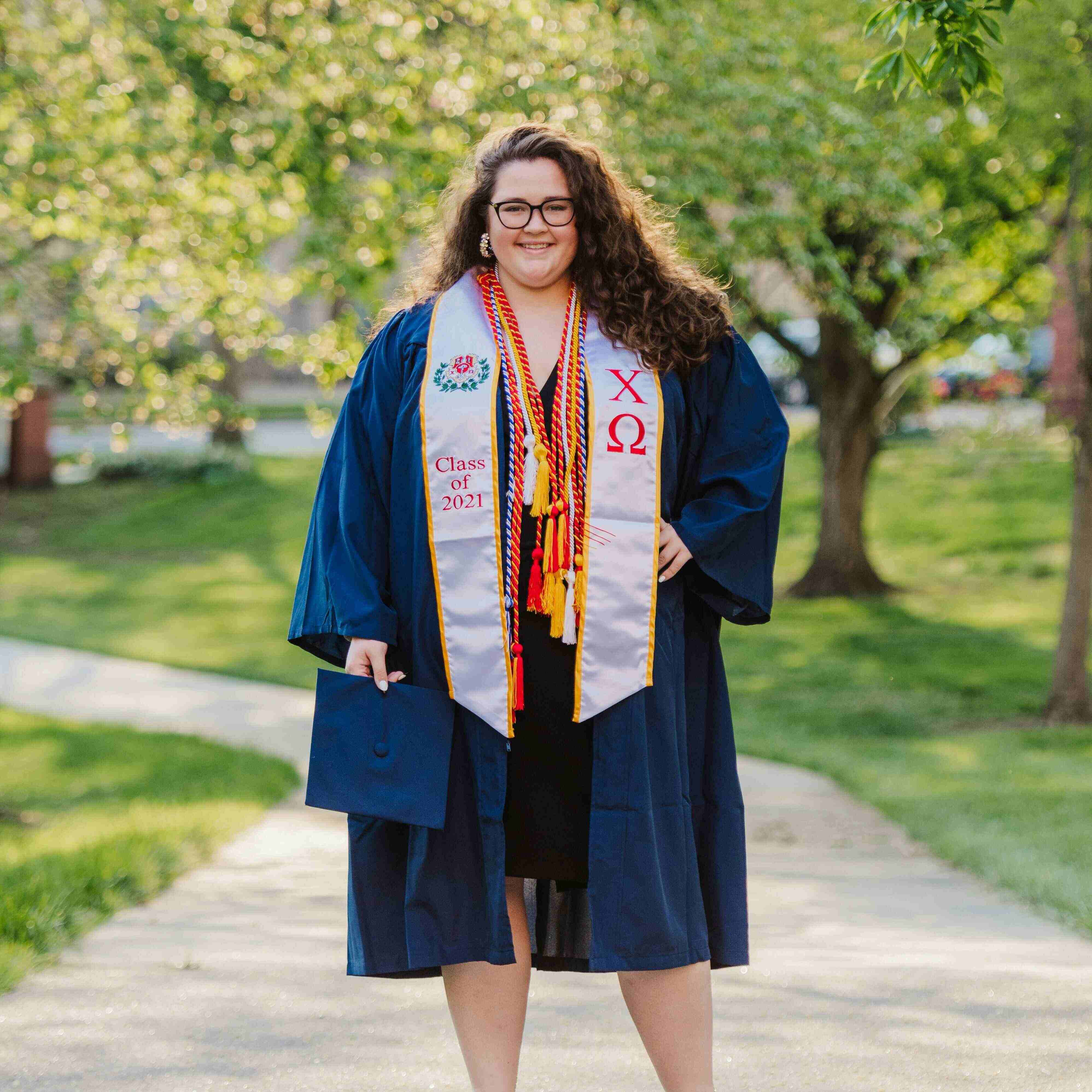 Woman in graduation gown