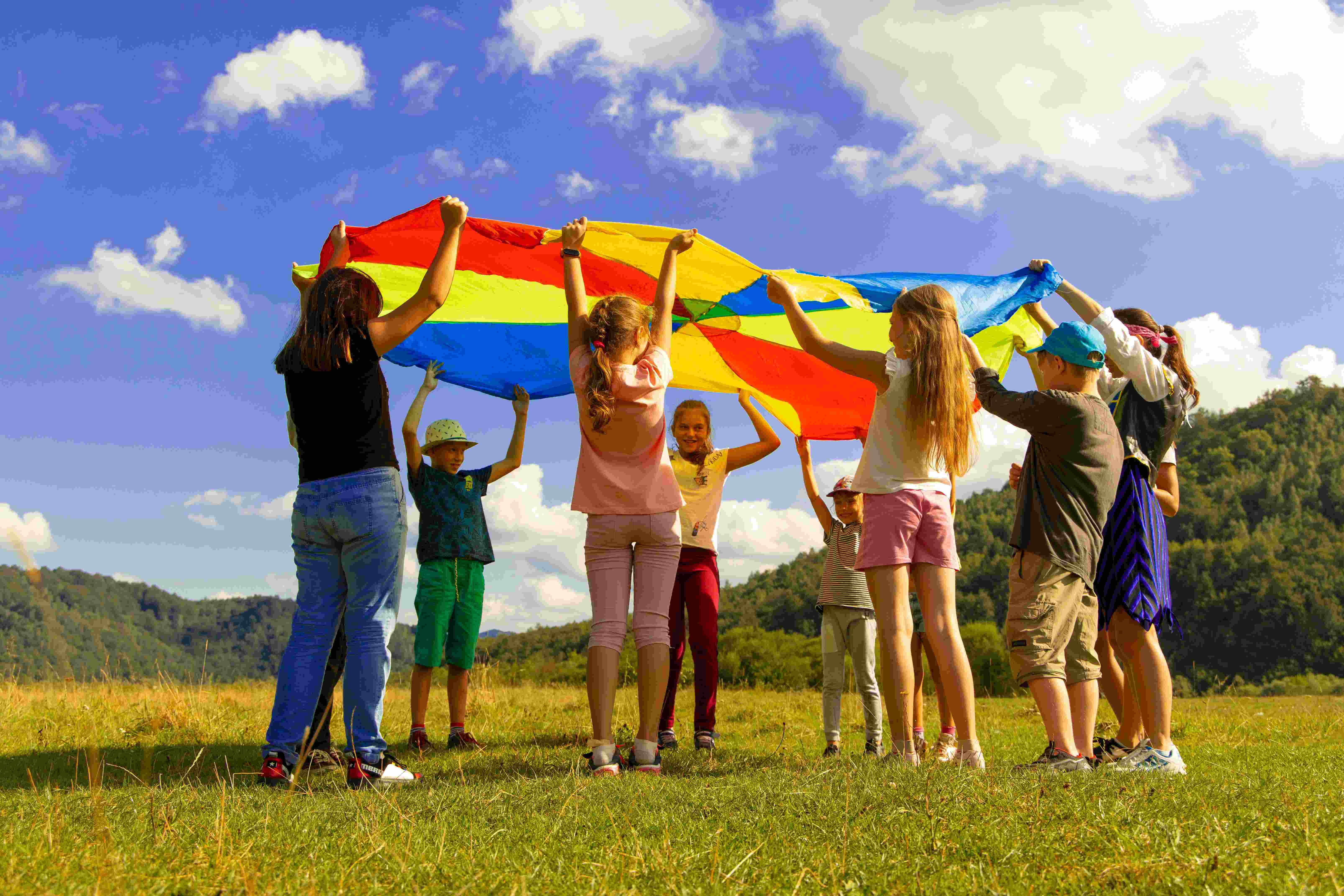 Children playing in a field