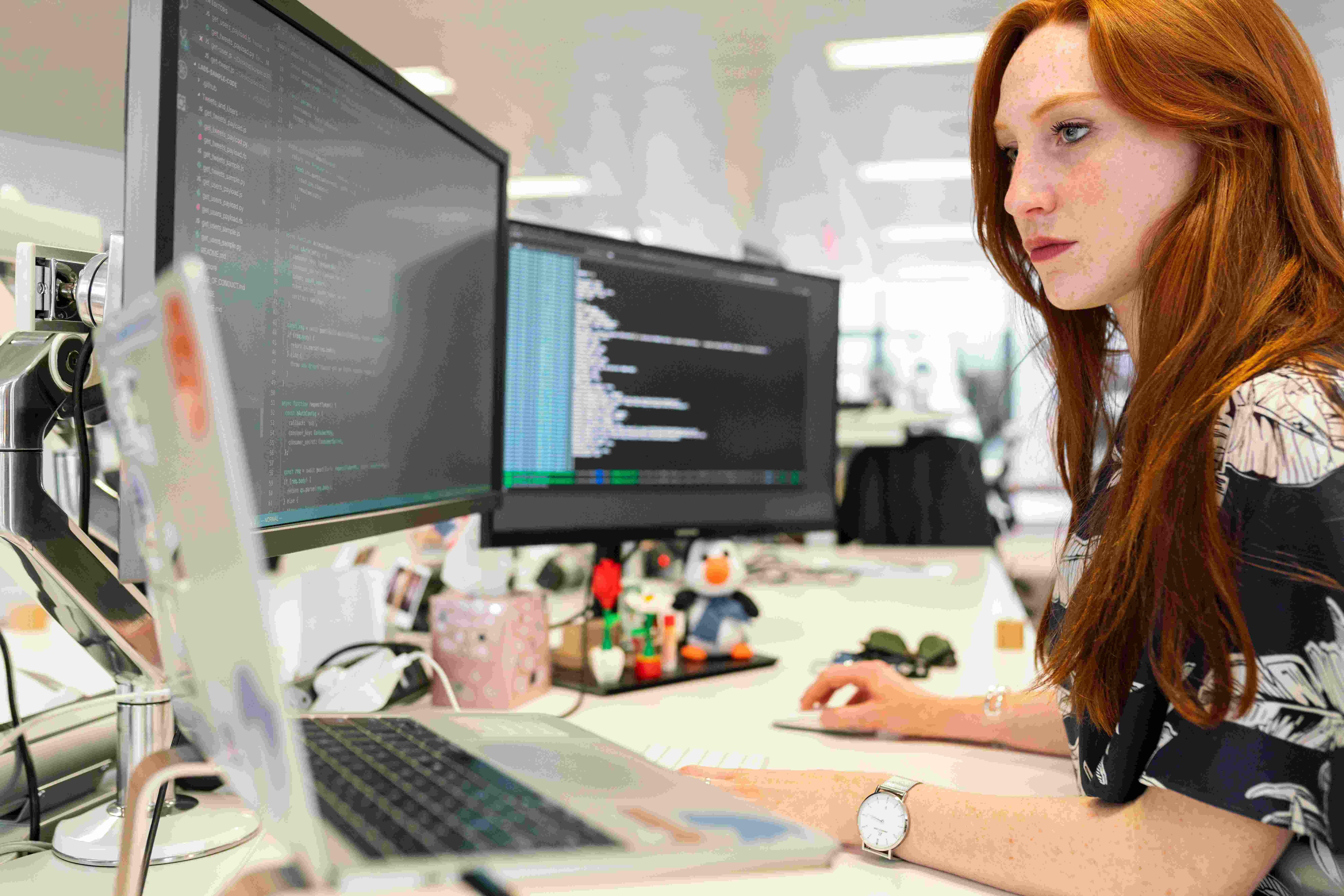 Woman working on a computer