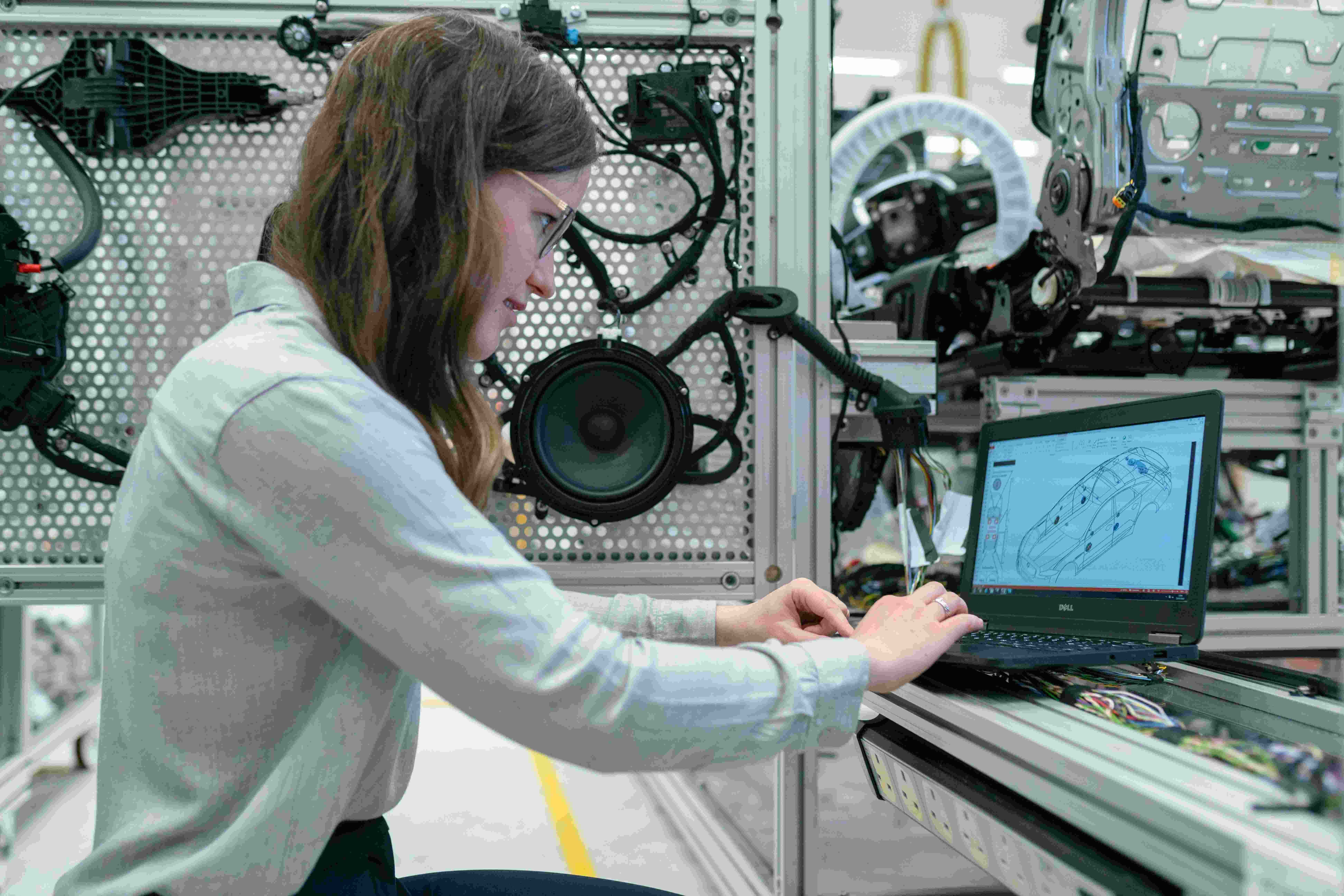 Woman working on mechatronics