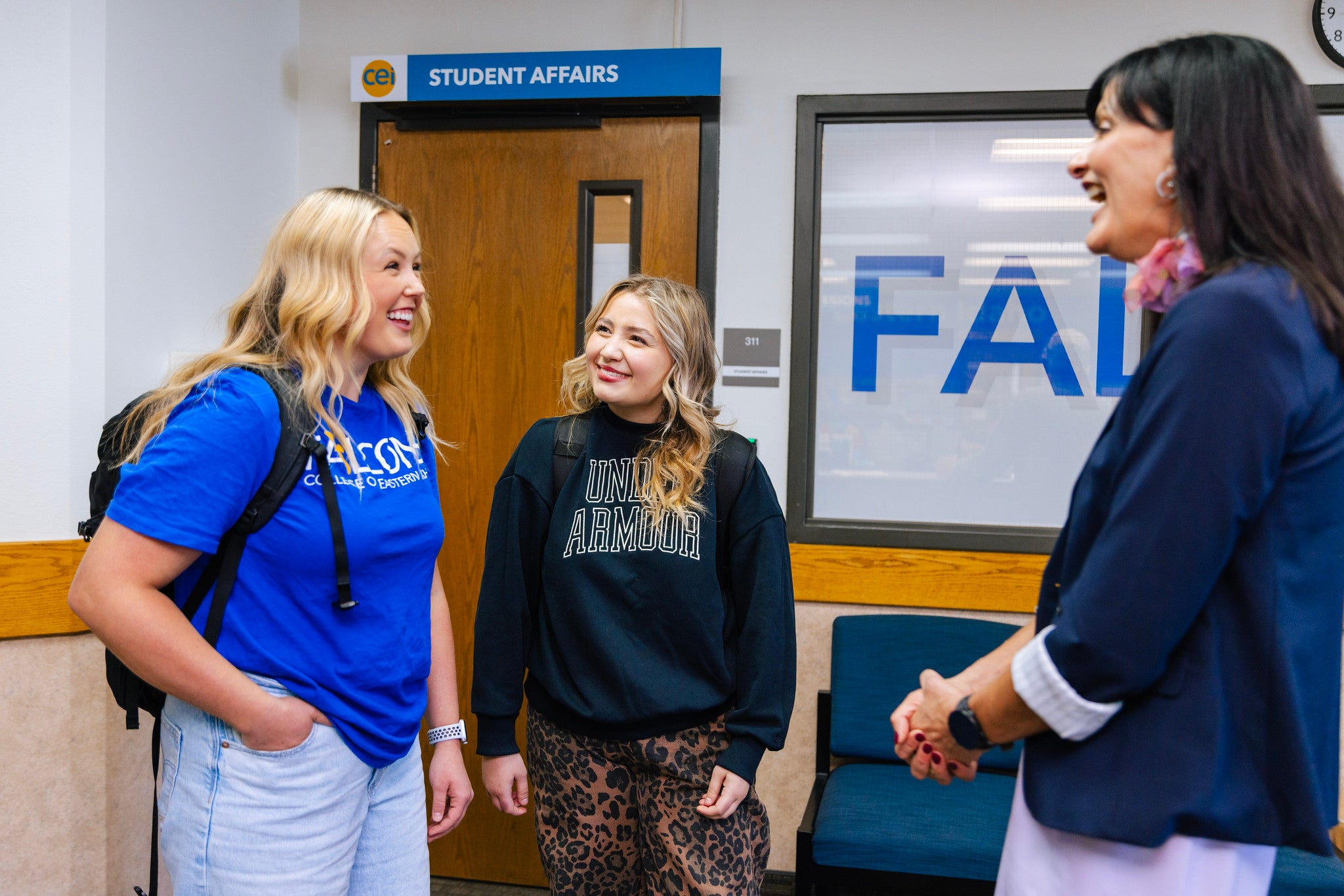 President Lori talking to students