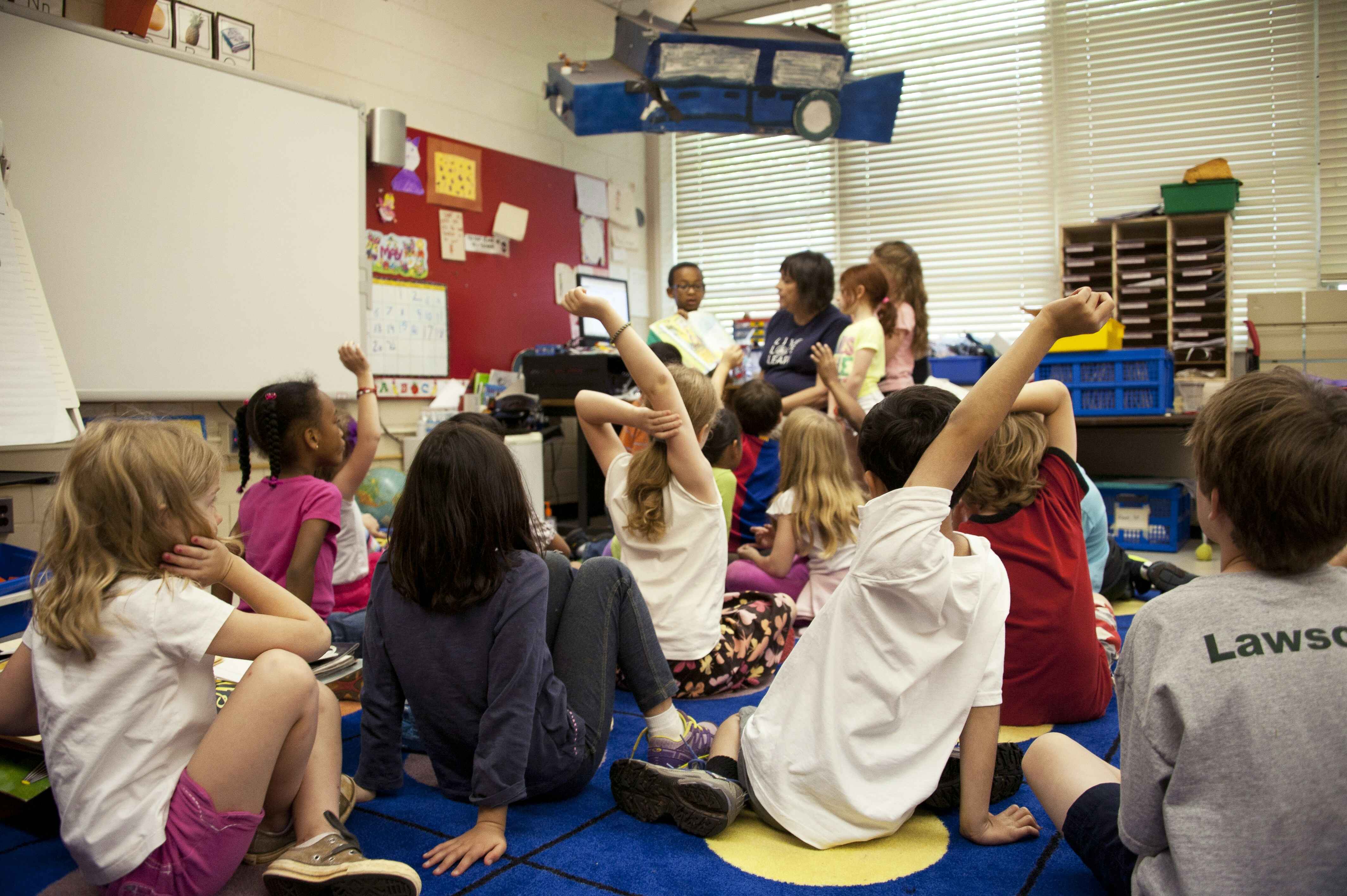 Elementary school students learning
