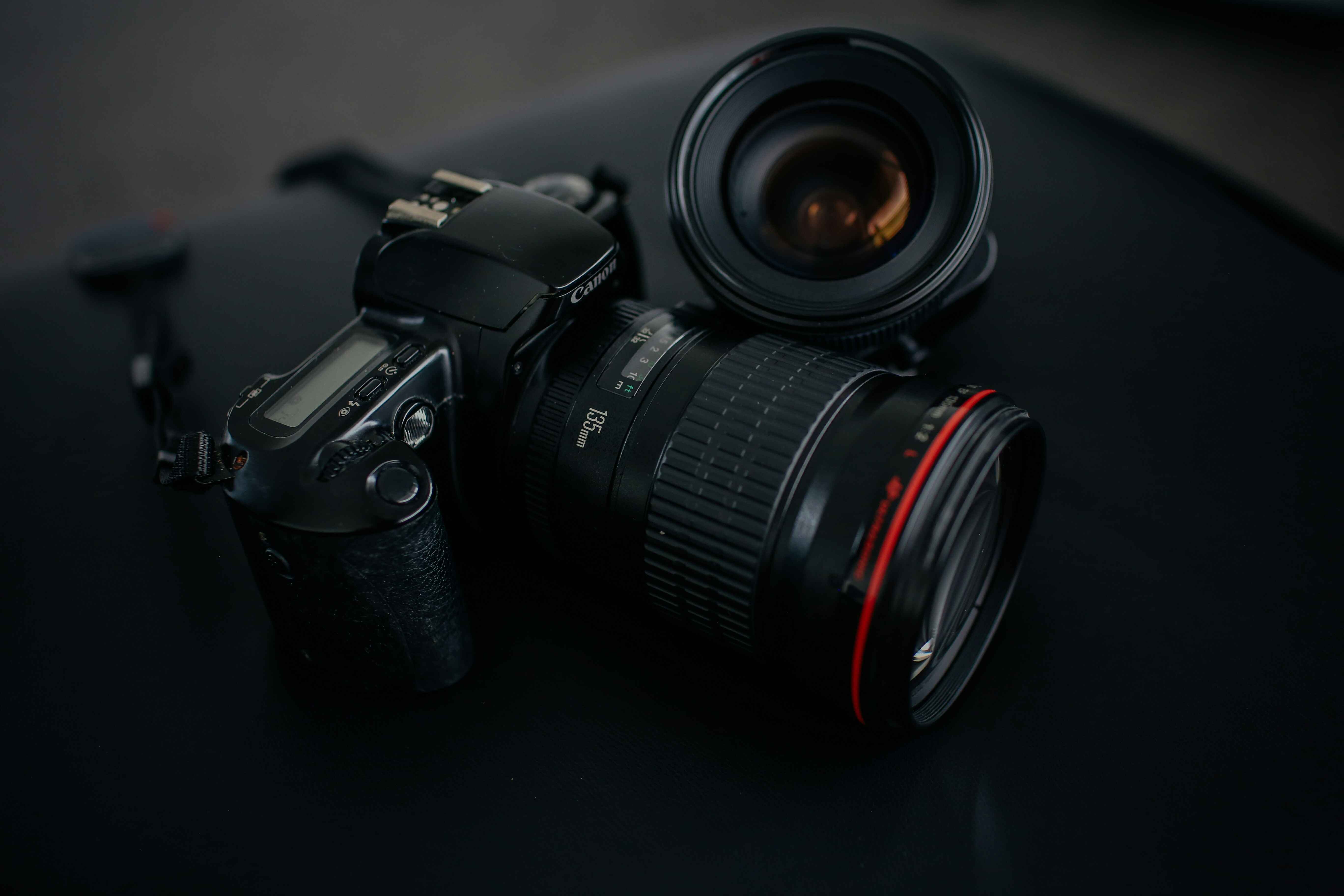 Stock photo of a camera on a desk