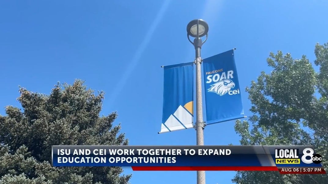 Screenshot of Local 8 News video featuring CEI campus as footage