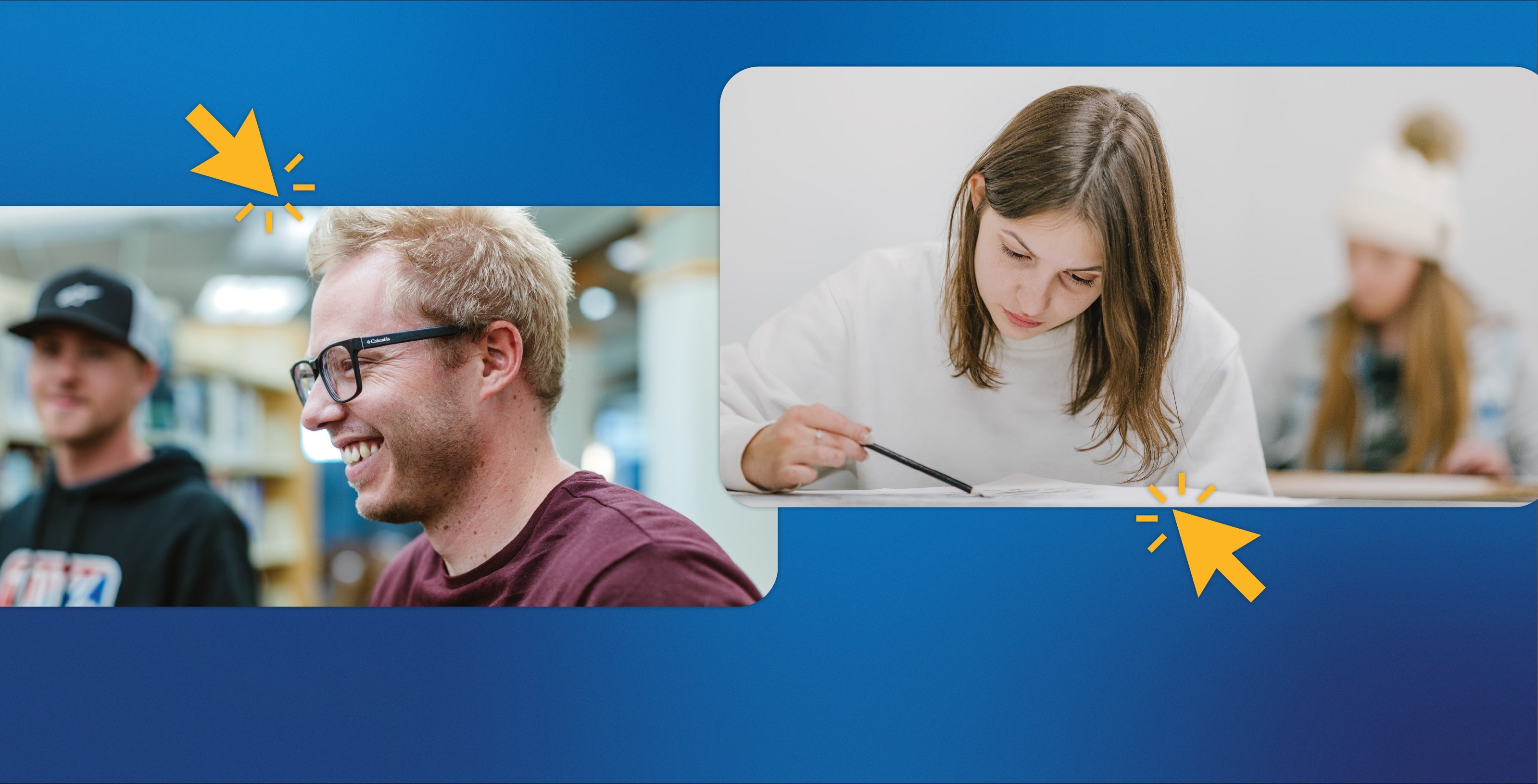 Students working and studying