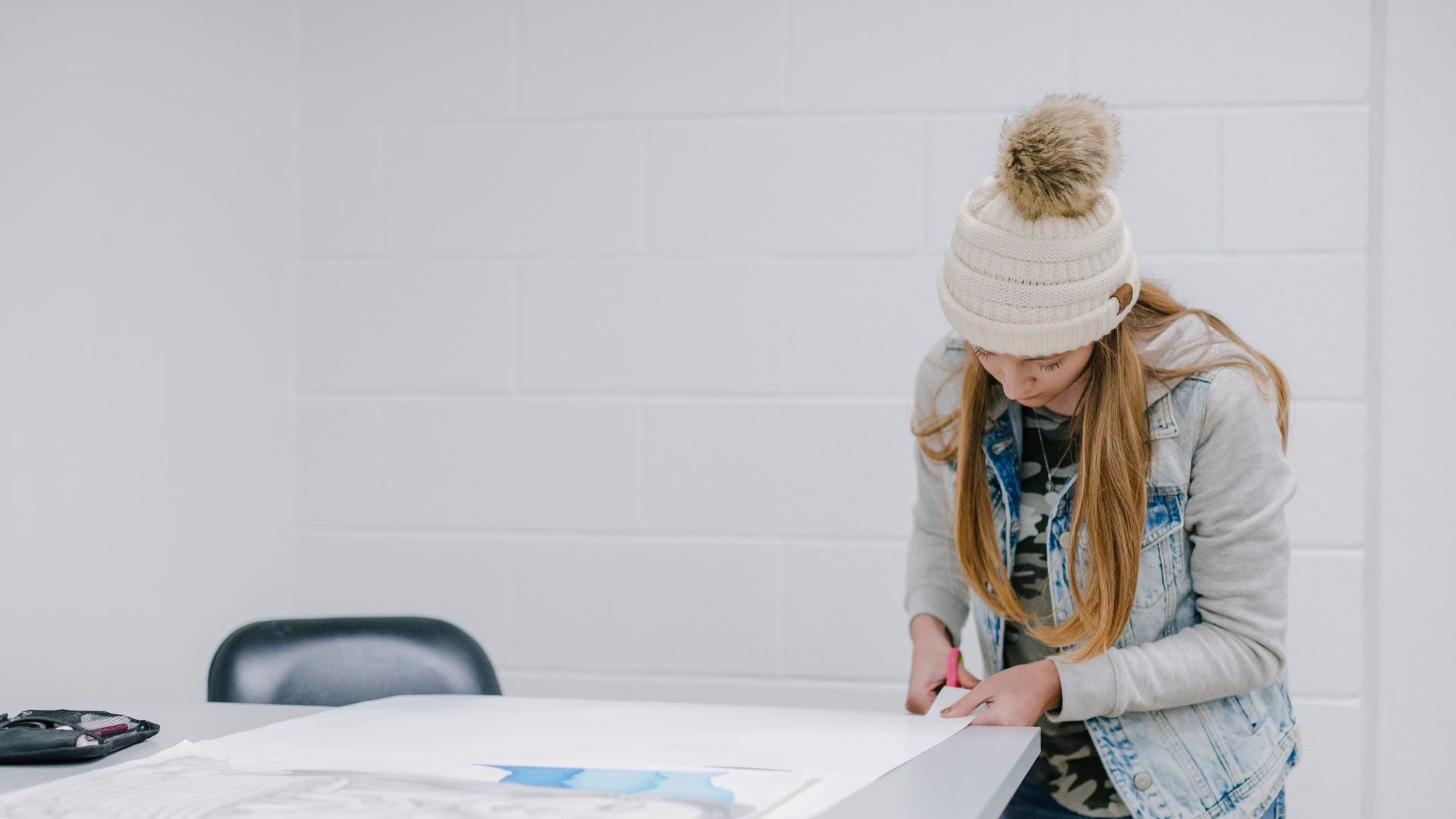 Student working on crafts project