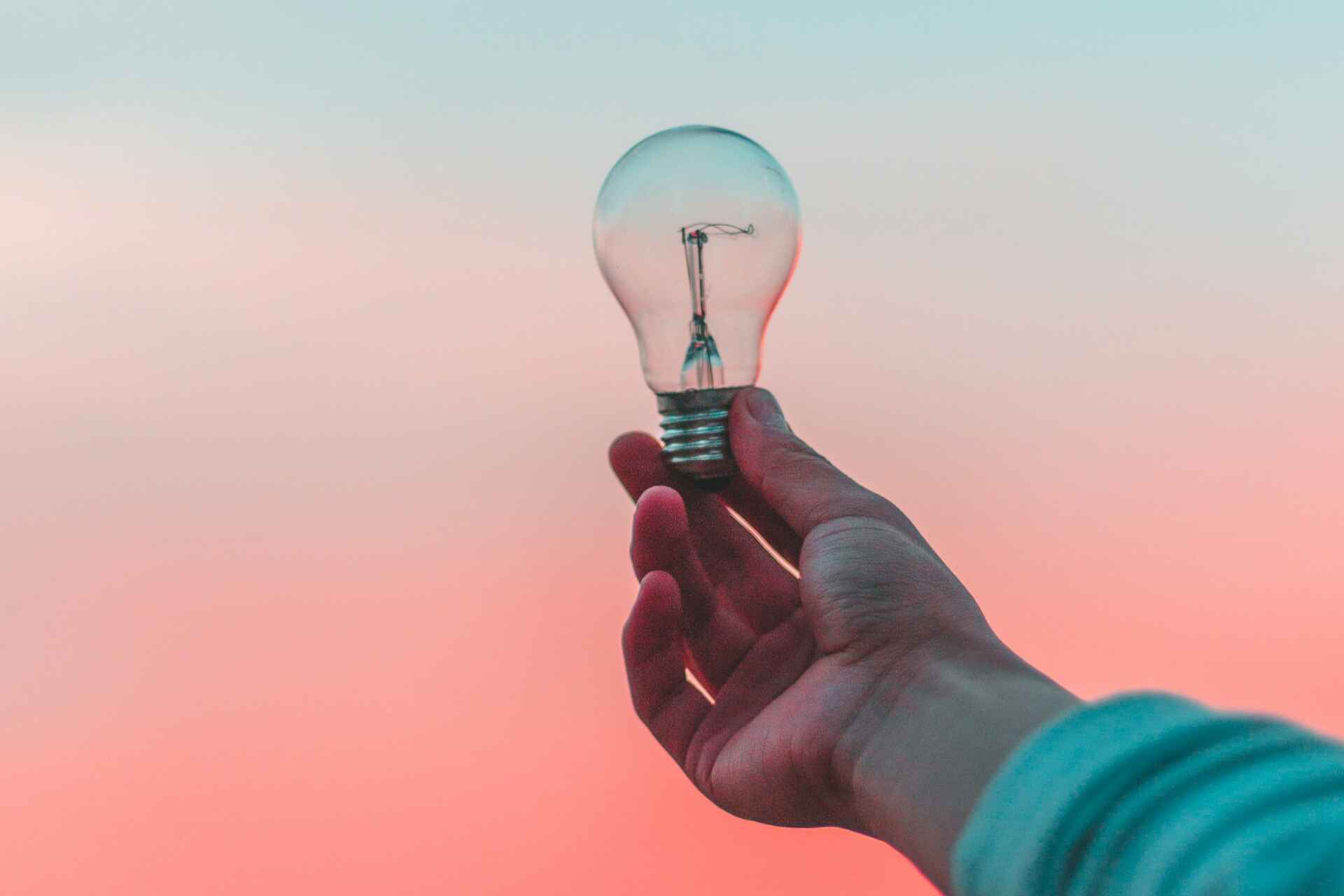 Man holding lightbulb