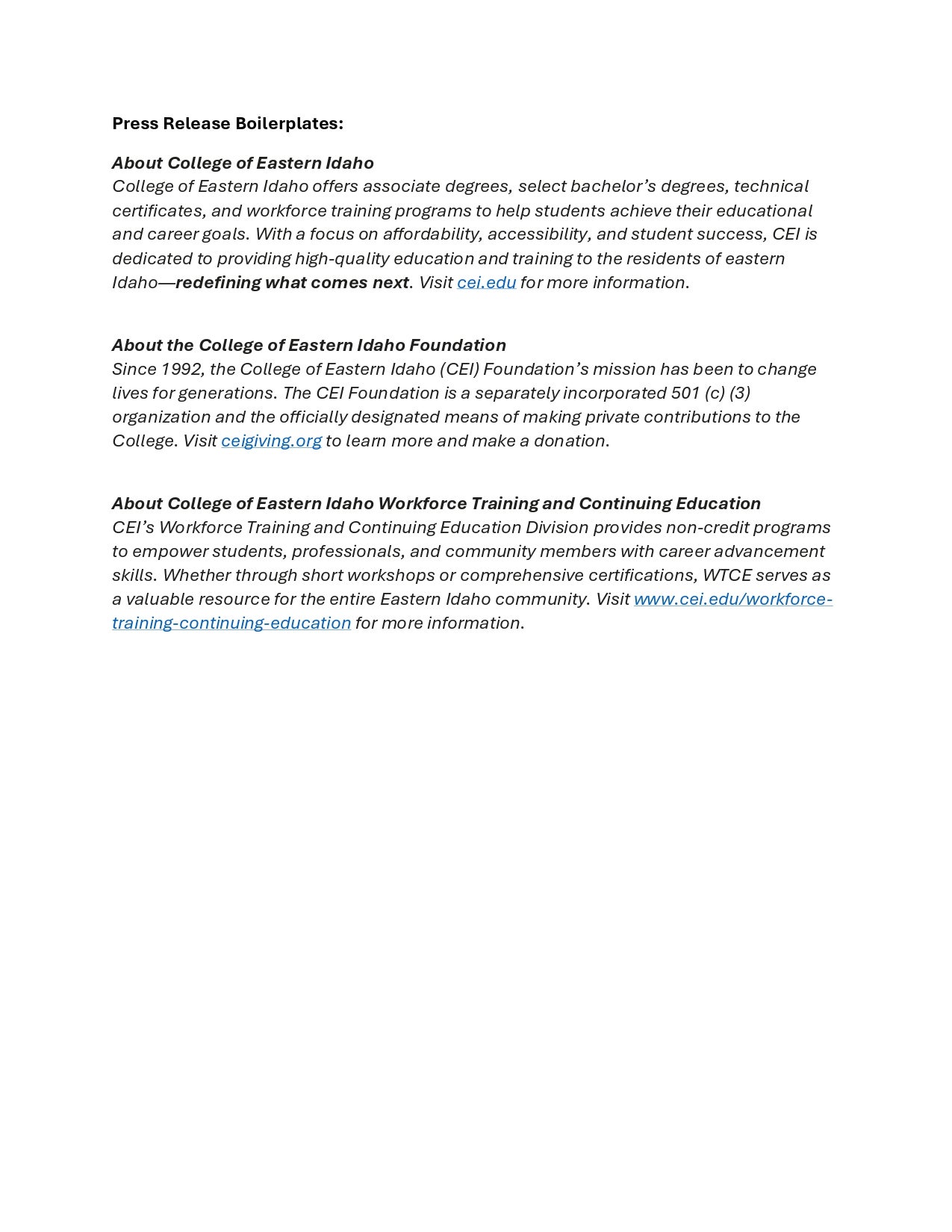 Press Release Boilerplates Thumbnail
