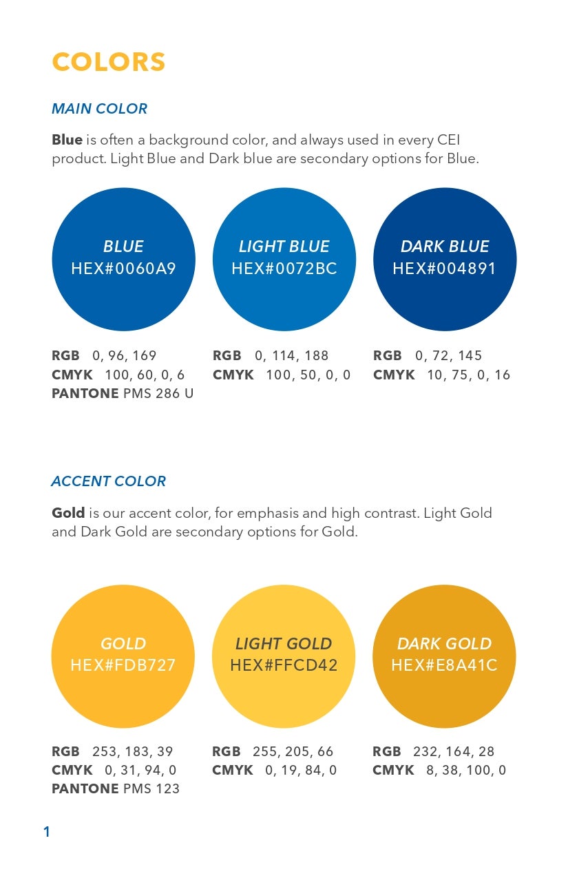 Colors & Fonts Information