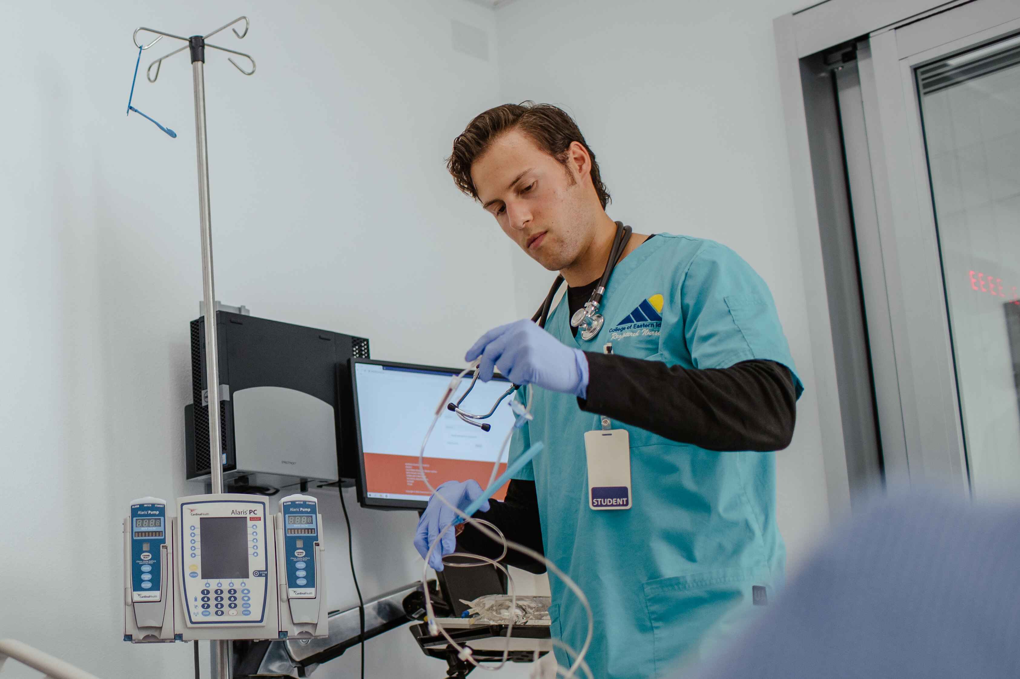 Nursing student at work