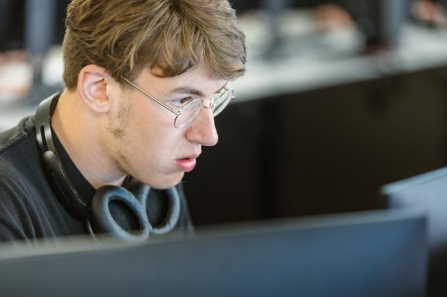 Student using a computer
