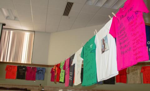 photo of shirts hanging up inside CEI cafeteria