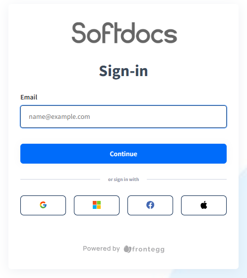 Softdocs Sign-in Screen