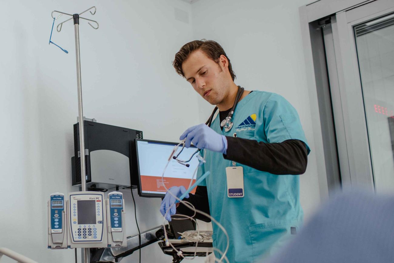 Nursing student at work