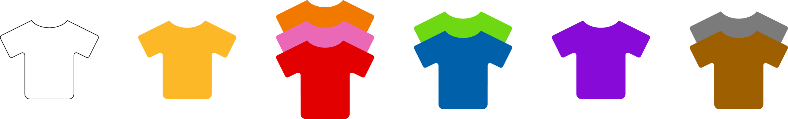 t-shirts of various colors